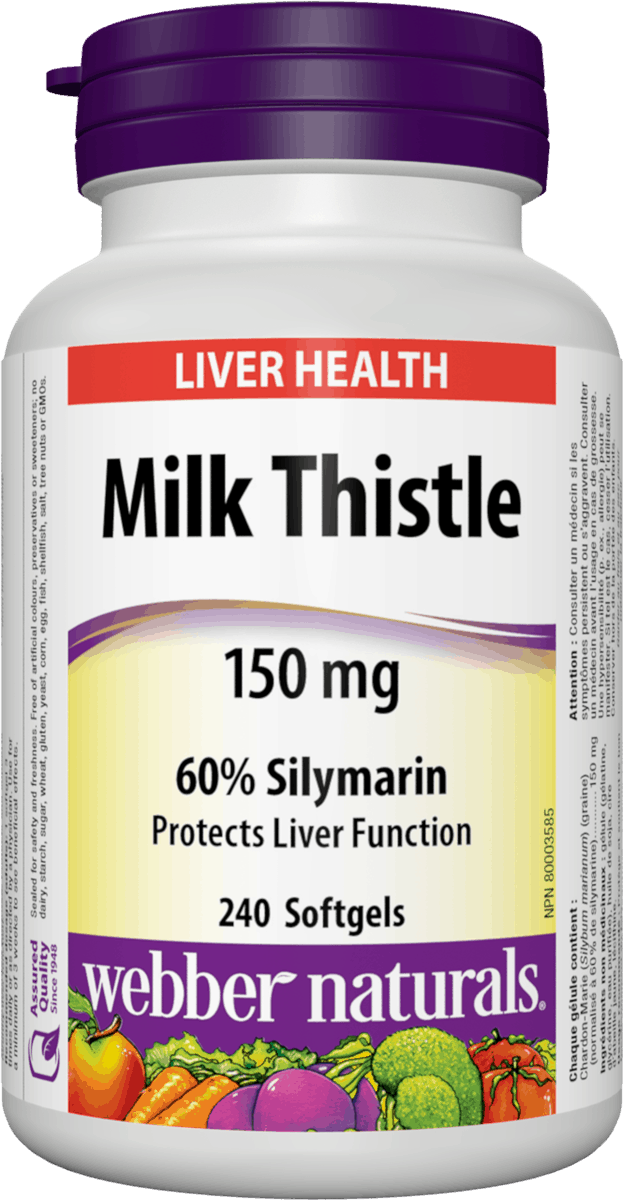 Webber Naturals Milk Thistle 150 mg · 60% Silymarin, 240 Softgels