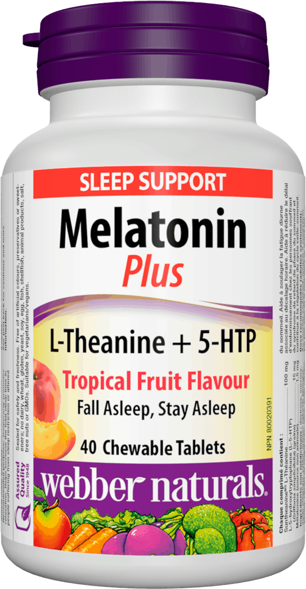 Webber Naturals Super Sleep Melatonin Plus L-Theanine and 5-HTP 40 Chewable Tablets