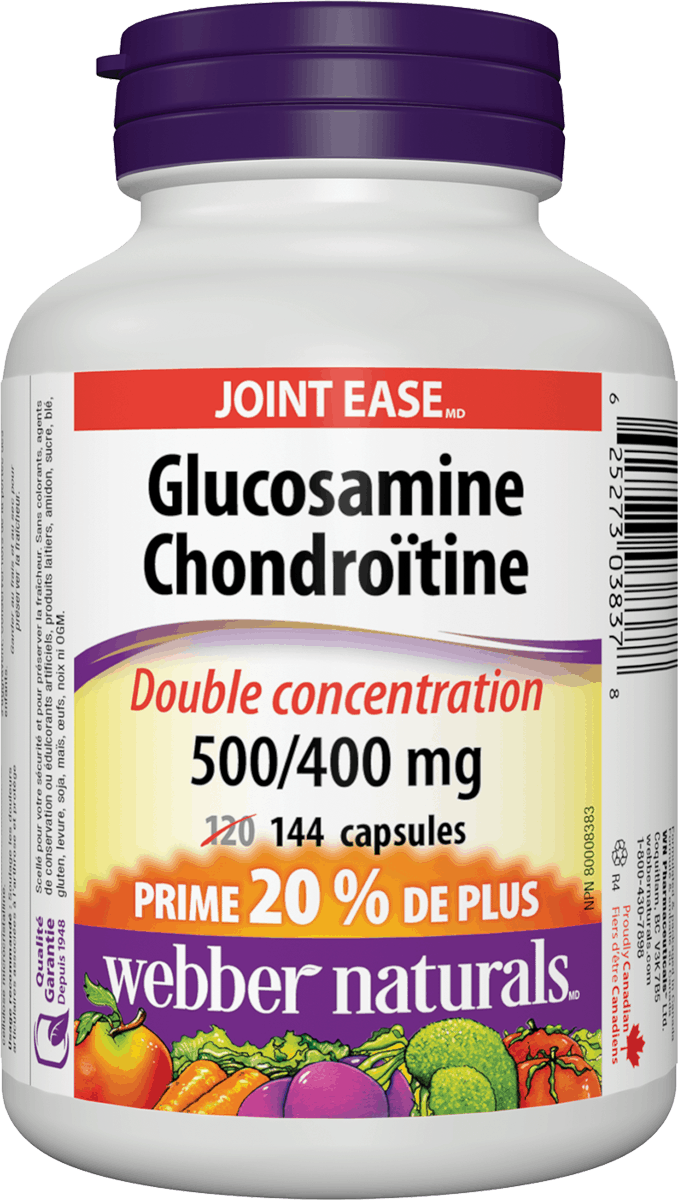 Webber Naturals Glucosamine and Chondroitin, 500/400 mg, 144 caps Bonus