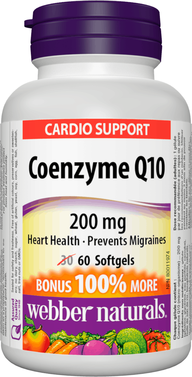 【加量装】 Webber Naturals 辅酵素Q10 , 200 毫克, 60 软胶囊