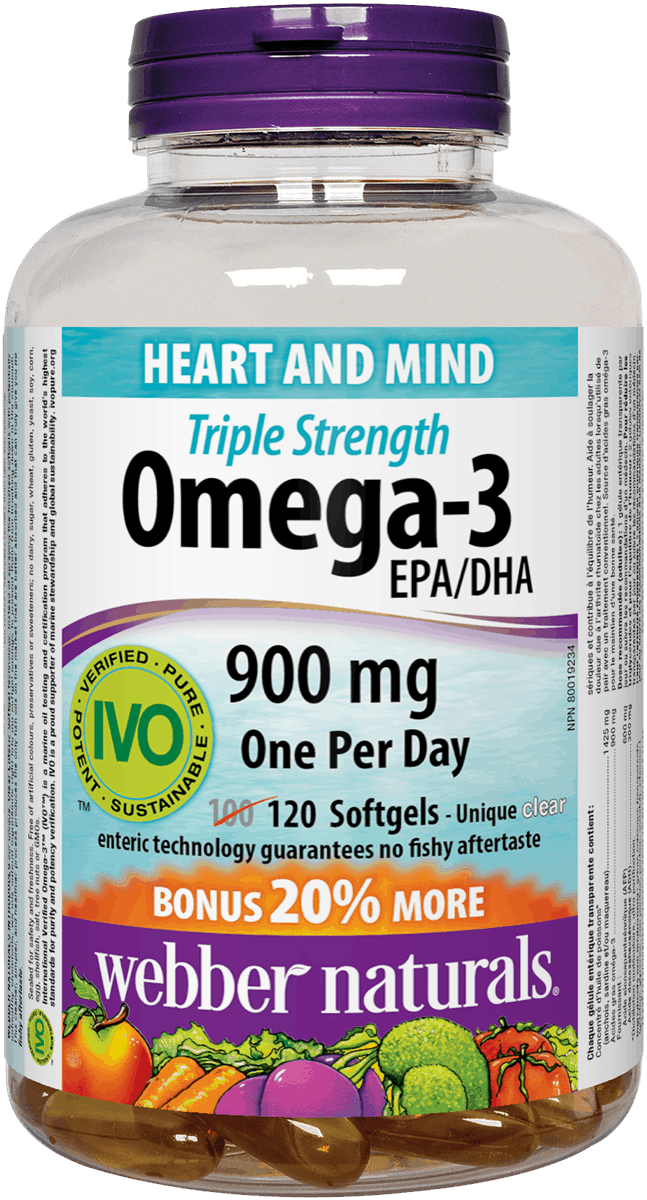 Omega-3 supplement bottle with label no background webber naturals 魚油