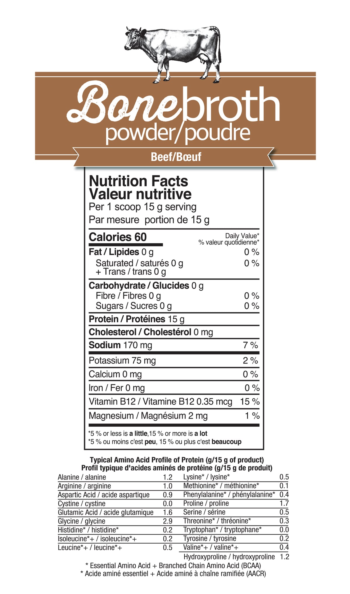 Prairie Naturals Grass Fed Bone Broth Powder Beef Nutrition Facts Canada