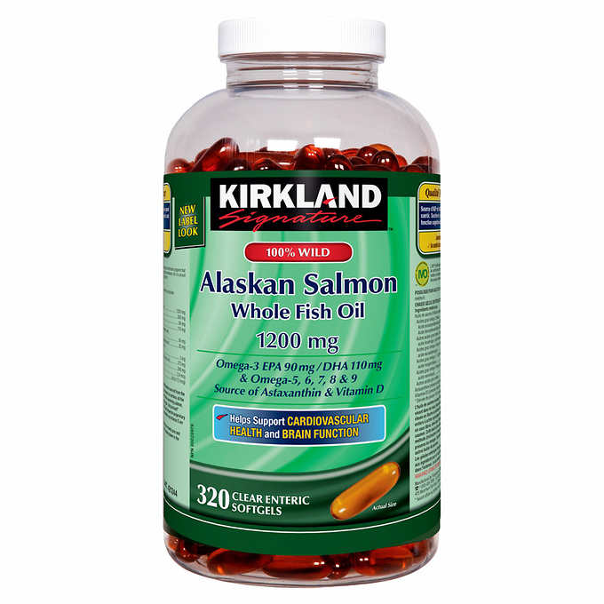 Kirkland Signature Alaskan Salmon Whole Fish Oil 1200 mg 320 softgels