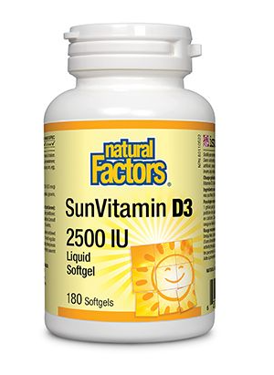 Natural Factors 阳光维生素 D3 2500 IU，180 粒软胶囊