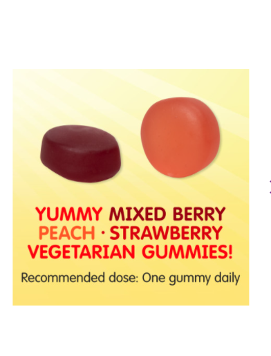 Sesame Street Vitamin D3 600 IU-Mixed berry, Peach and Strawberry, 180 gummies yummy