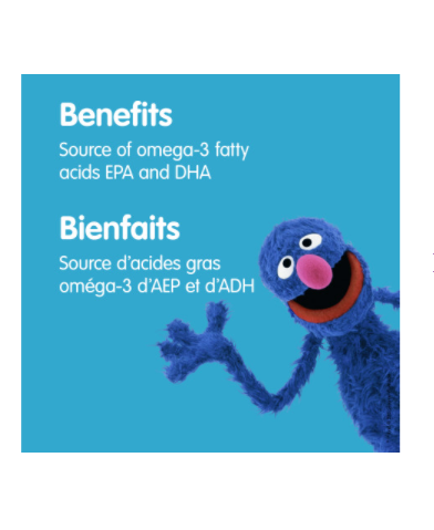 Sesame Street Omega-3 with DHA Lemon 120 gummies benefits grover