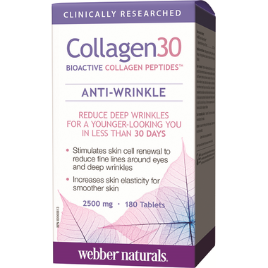 Webber Naturals Collagen30 Anti-Wrinkle 180 tablets Canadian label natvd