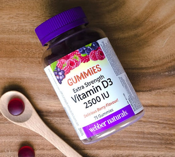 Webber Naturals 强效维生素 D3软糖 ，2500IU，混合梅子味，75 粒软糖