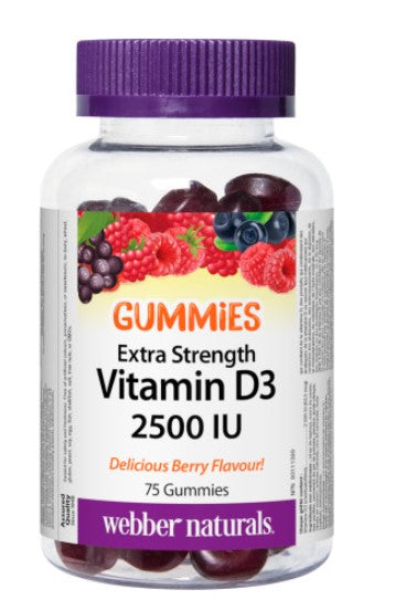 Webber Naturals 强效维生素 D3软糖 ，2500IU，混合梅子味，75 粒软糖