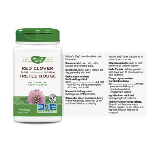 Nature's Way Red Clover Blossom and Herb bottle and information