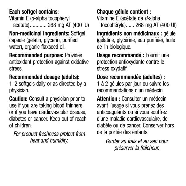 Webber Naturals Vitamin E 400 IU, 120 Softgels Bonus
