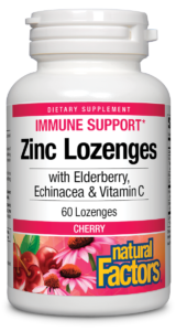 Natural Factors Zinc Lozenges with Elderberry, Echinacea & Vitamin C , Cherry, 60 Lozenges