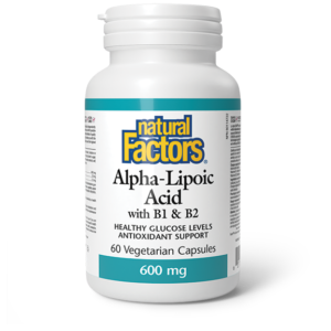 【ETA 14July】Natural Factors Alpha-Lipoic Acid 600 mg · with B1 & B2, 60 Vegetarian Capsules