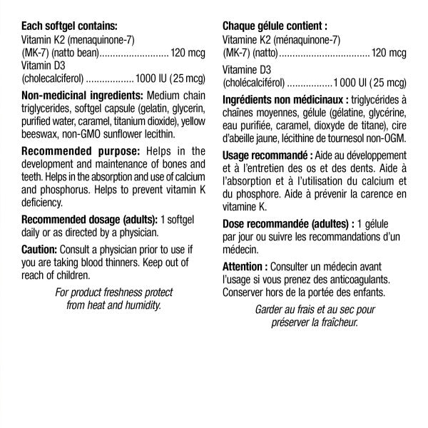Webber Naturals Vitamin K2 + D3, 60 softgels