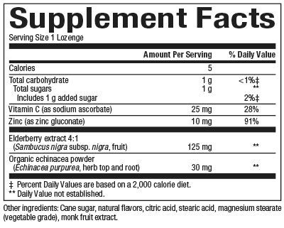 Natural Factors Zinc Lozenges with Elderberry, Echinacea & Vitamin C , Cherry, 60 Lozenges