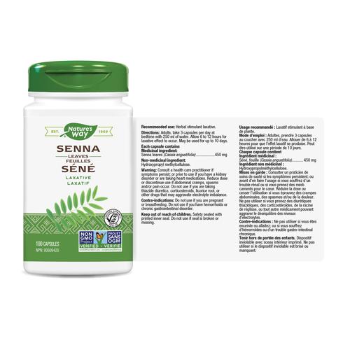 Nature's Way Senna Leaves 100 Vcaps Canadian label information