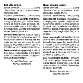 Webber Calcium Carbonate 500mg with Vitamin D3 200iu, 250 + 25 Tabs Bonus Pack