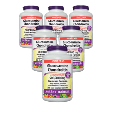  (Promotion Item) 6x Webber Naturals Glucosamine Chondroitin 500/400mg, with Vitamin D3, 300 caps Canada nitvd.com