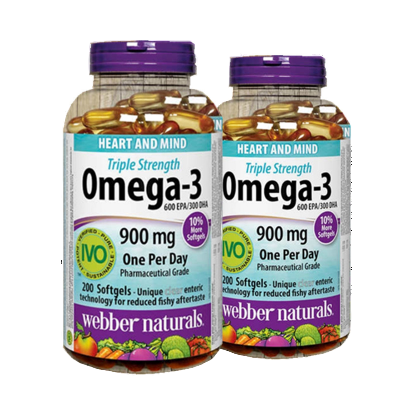 (Promotion Item) 2x Webber Naturals Triple Concentration Omega-3 900mg, 200 softgels available at nitvd.com webber naturals 魚油