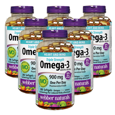 (Promotion Item) 6x Webber Naturals Triple Concentration Omega-3 900mg, 200 softgels available online nitvd.com webber naturals 加拿大魚油